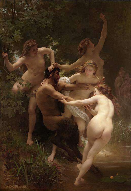 Adolphe William Bouguereau Nymphs and Satyr (mk26) oil painting image